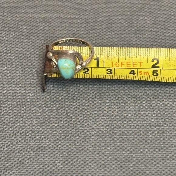 Vintage Turquoise Ring Southwestern Sterling Silver Mexico Size 6 - Picture 11 of 11